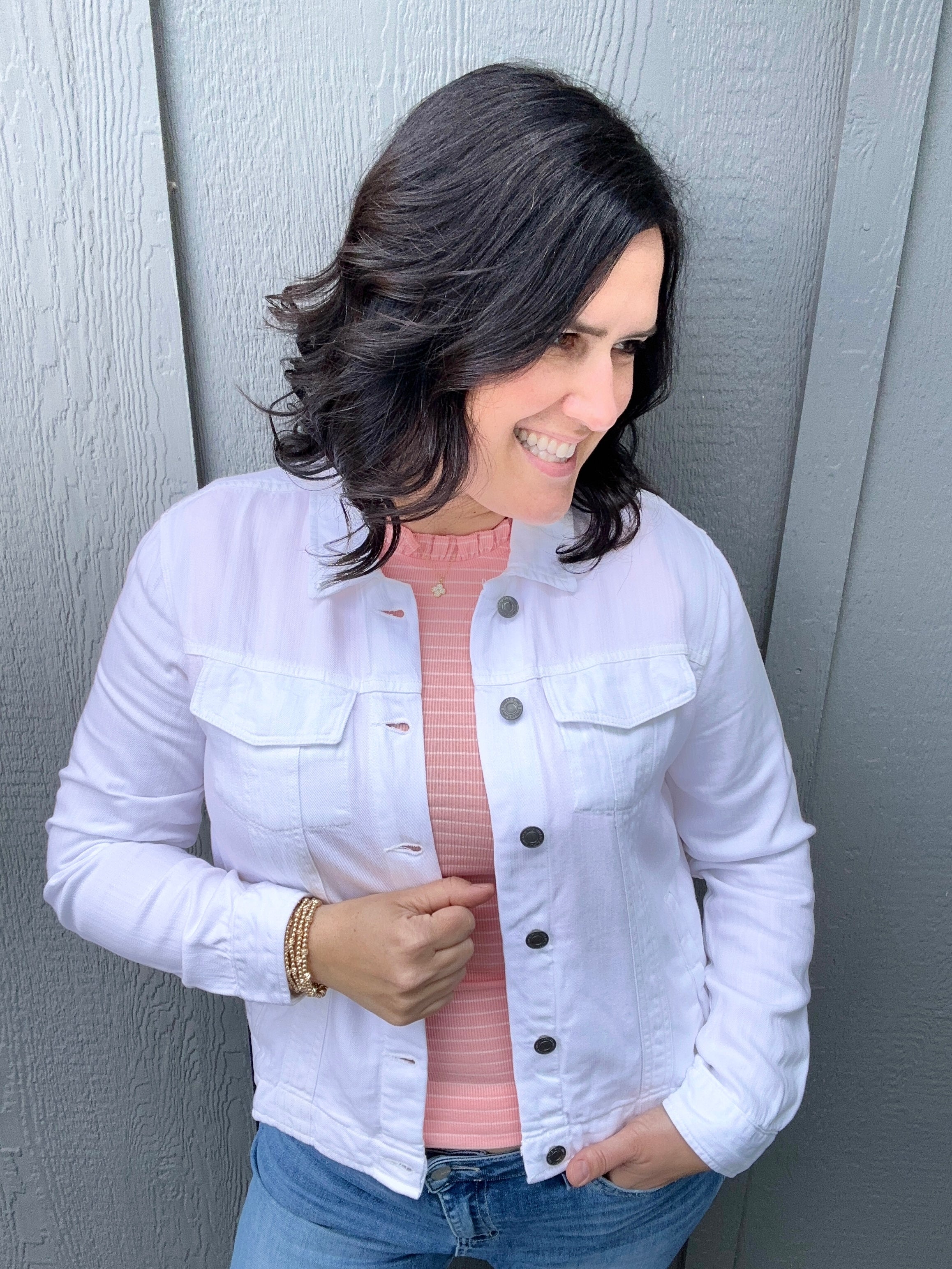 Blush Peach Stripe Ruffle Tank Tops- Tanks DOE & RAE
