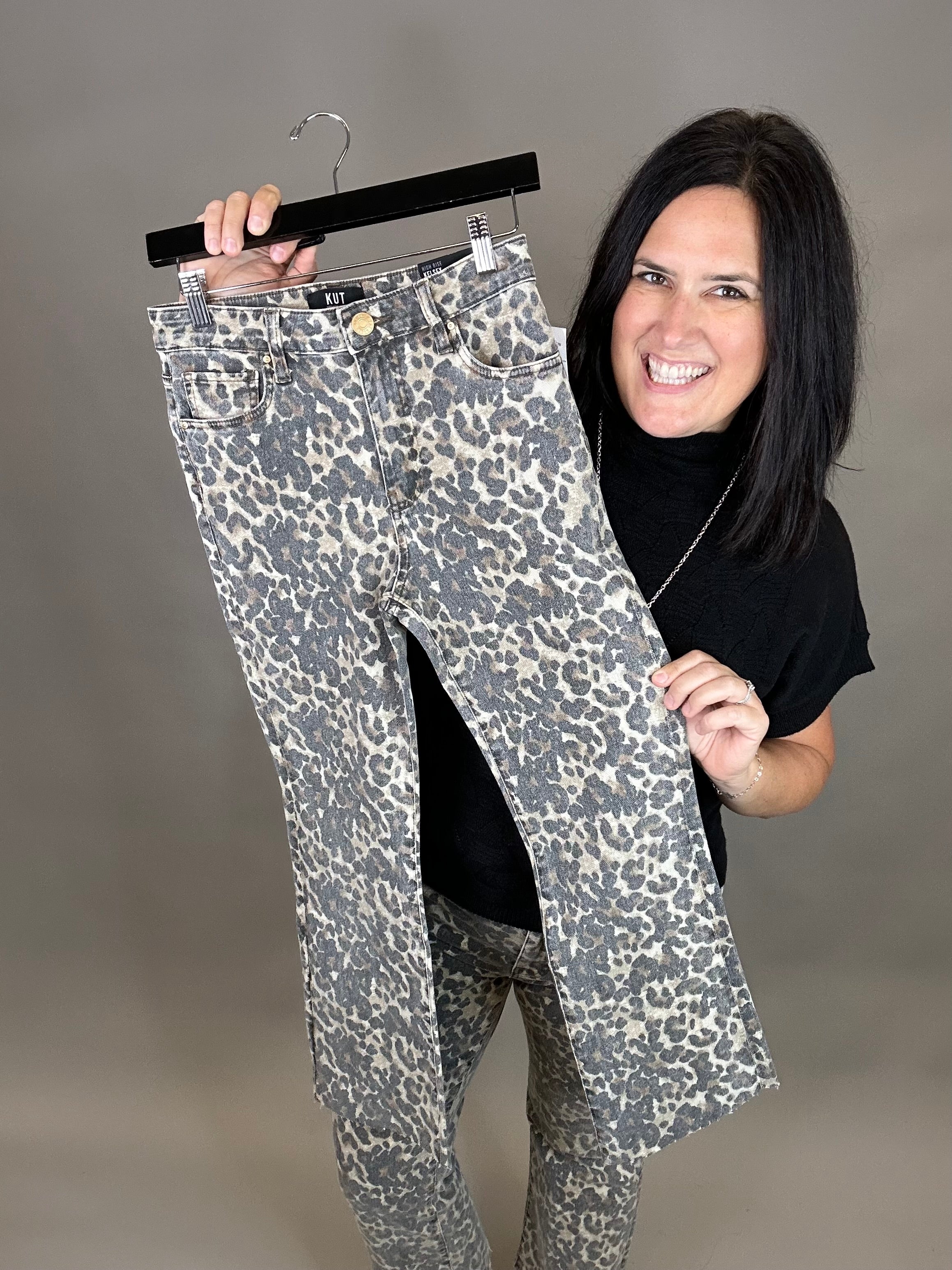 Tan/Brown Kelsey High Rise Ankle Flare Bottom- Pants KUT FROM THE KLOTH