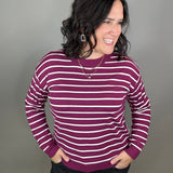 Plum Striped Lightweight Sweater