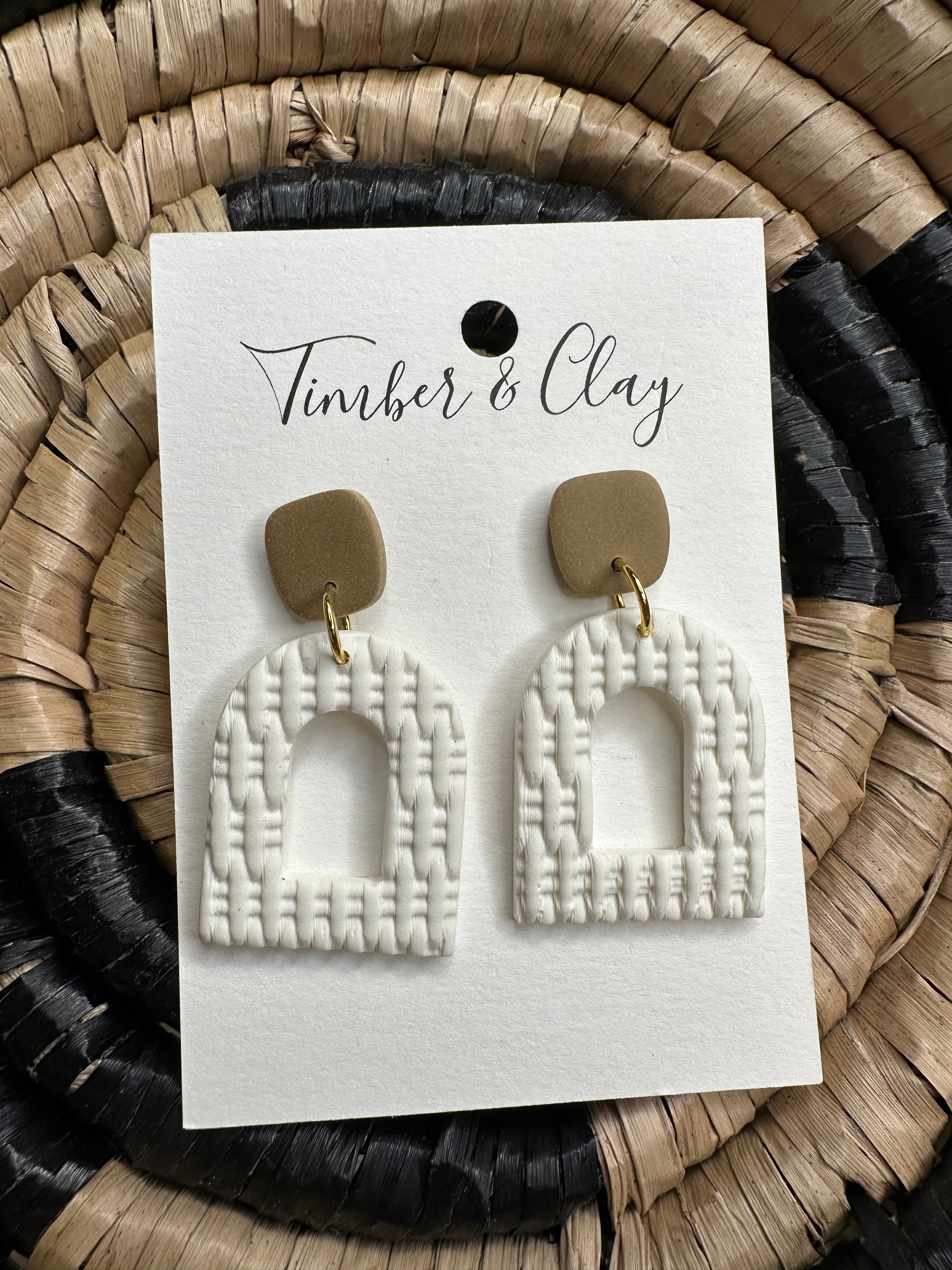 Cream Fenced Earrings Jewelry - Earrings Timber & Clay