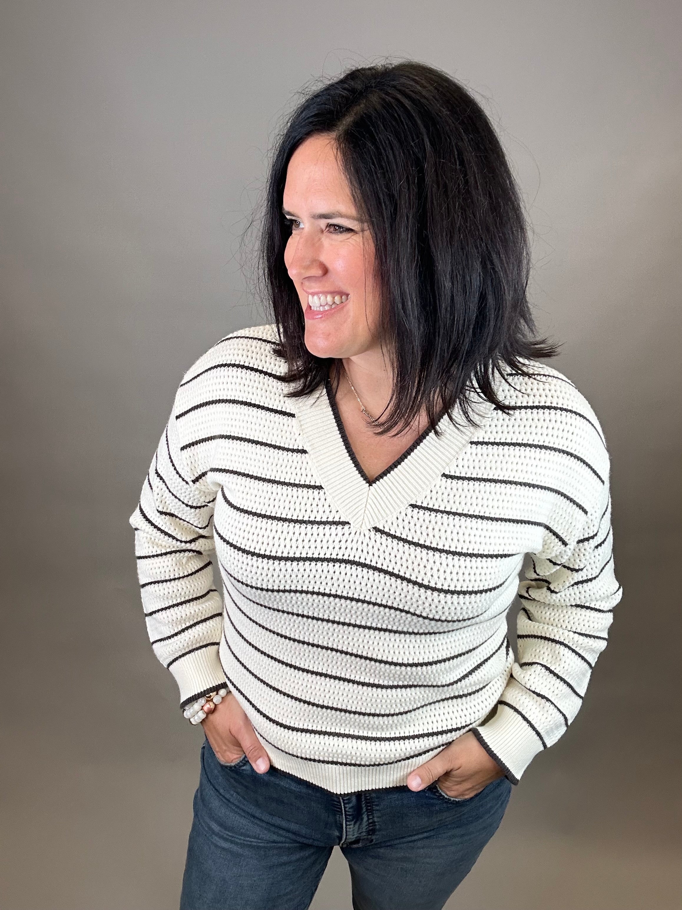 Ivory Brown Ira Sweater Top - Sweater THREAD & SUPPLY