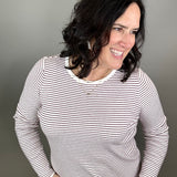 Ivory/Burgundy Pinstripe Sweater