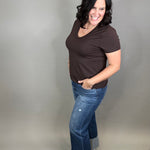 Dark Ankle Wide Cuffed Jeans Bottom- Pants RISEN