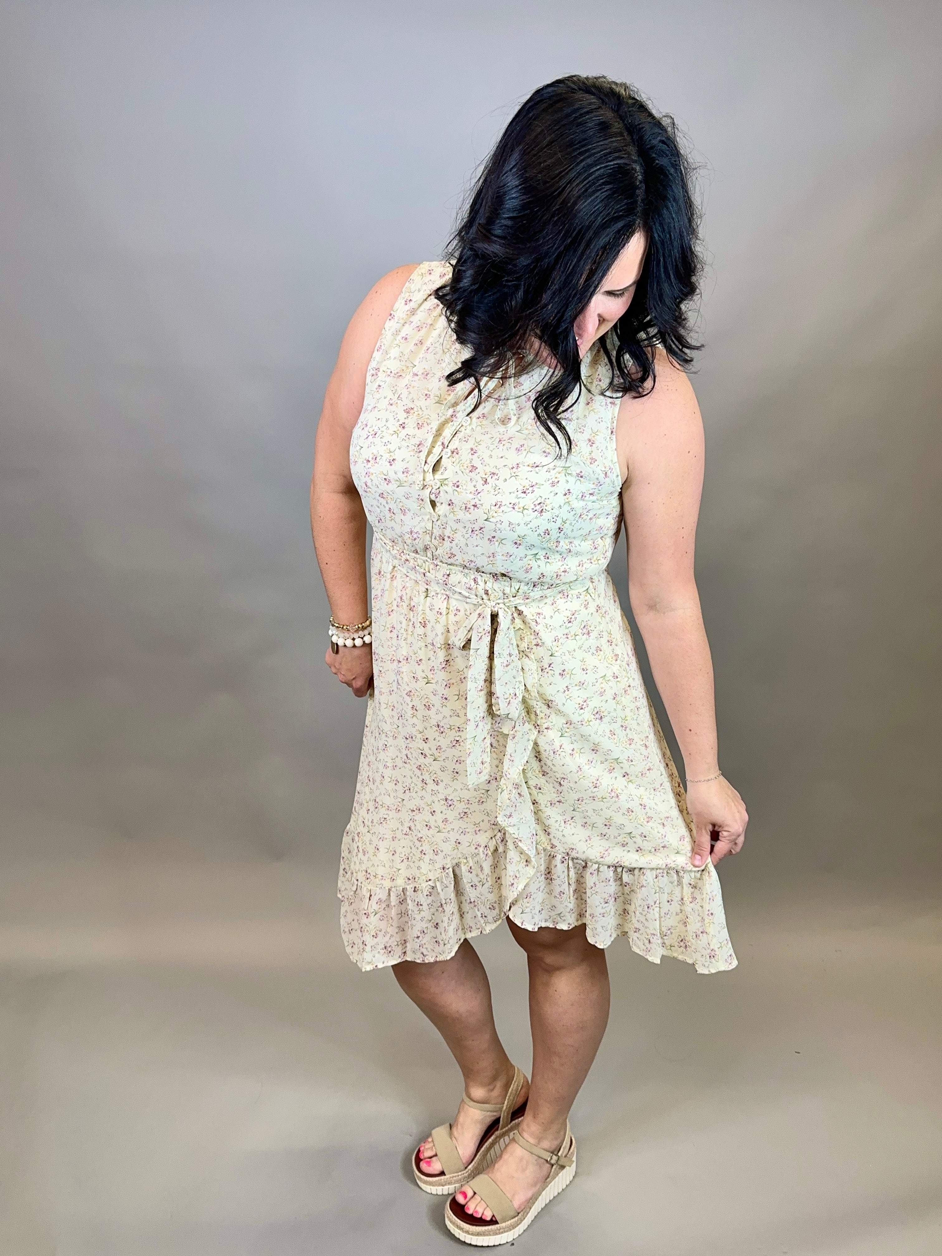 Floral Sleeveless Ruffle Hem Dress Dresses DOE & RAE