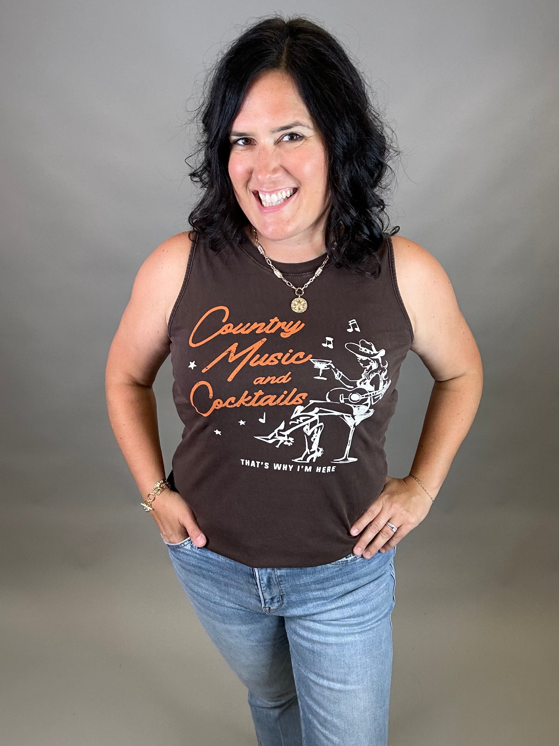Country Music and Cocktails Tank Tops- Tanks HRT and LUV
