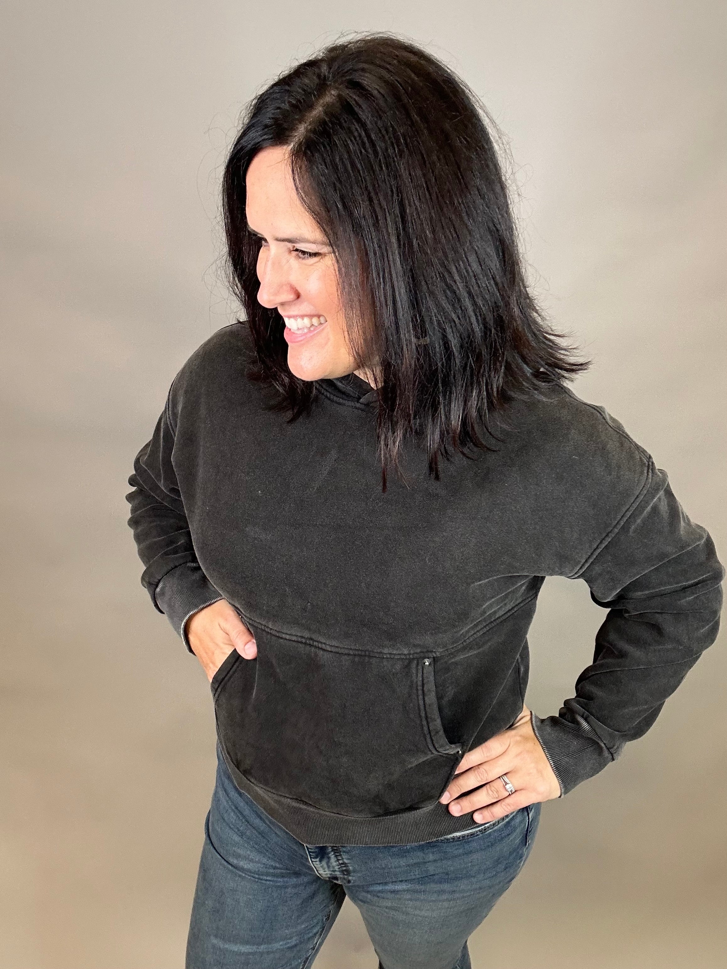 Black Cori Hoodie Top- Sweatshirts THREAD & SUPPLY