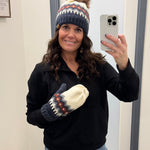 Cream, Blue, Red & Grey Mittens Accessories- Mittens PANACHE