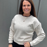 Heather Oatmeal Carmine Top