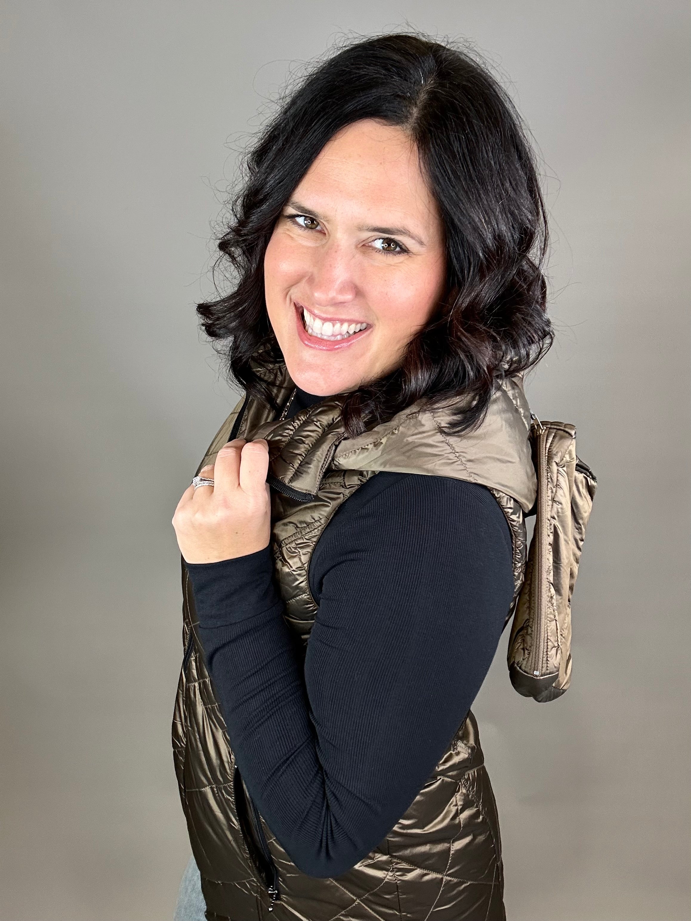 Hazelnut Long Quilted Vest Outerwear - Vest Anorak