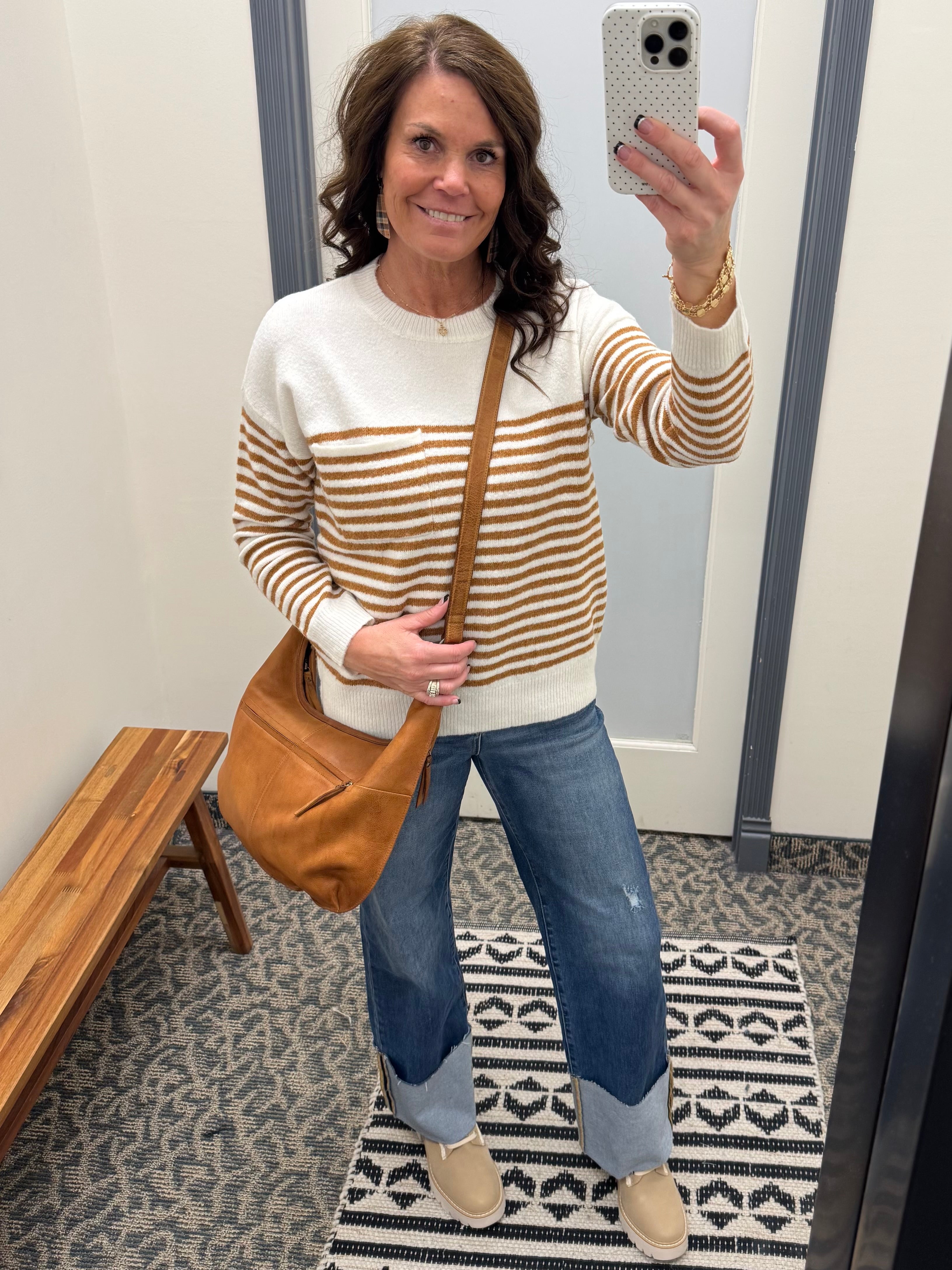 Golden Rod Striped Pocket Sweater Top - Sweater STACCATO