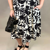 Tropical Smocked Waist Midi Skirt Bottom- Skirt DOE & RAE