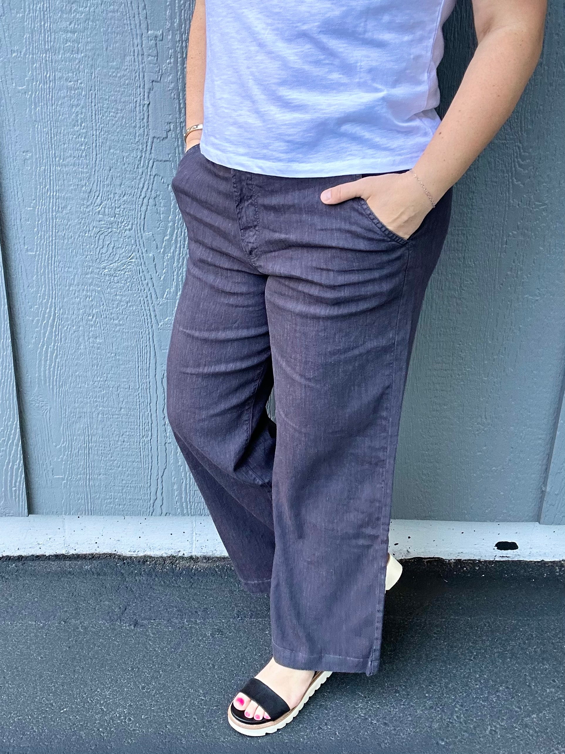 Charcoal Meg Linen Pant Bottom- Pants KUT FROM THE KLOTH