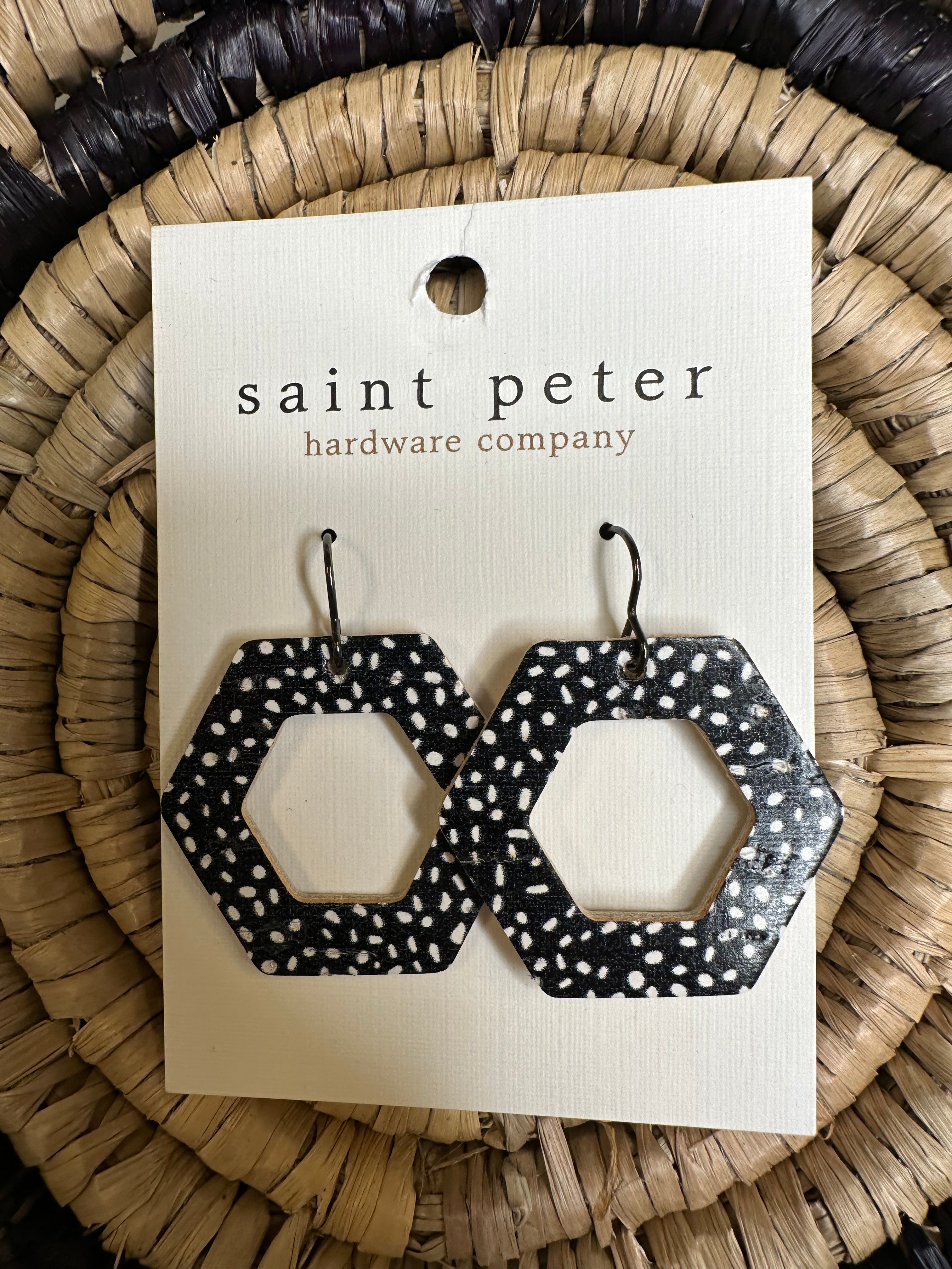 Black & White Hexy Earrings Jewelry - Earrings St. Peter Hardware