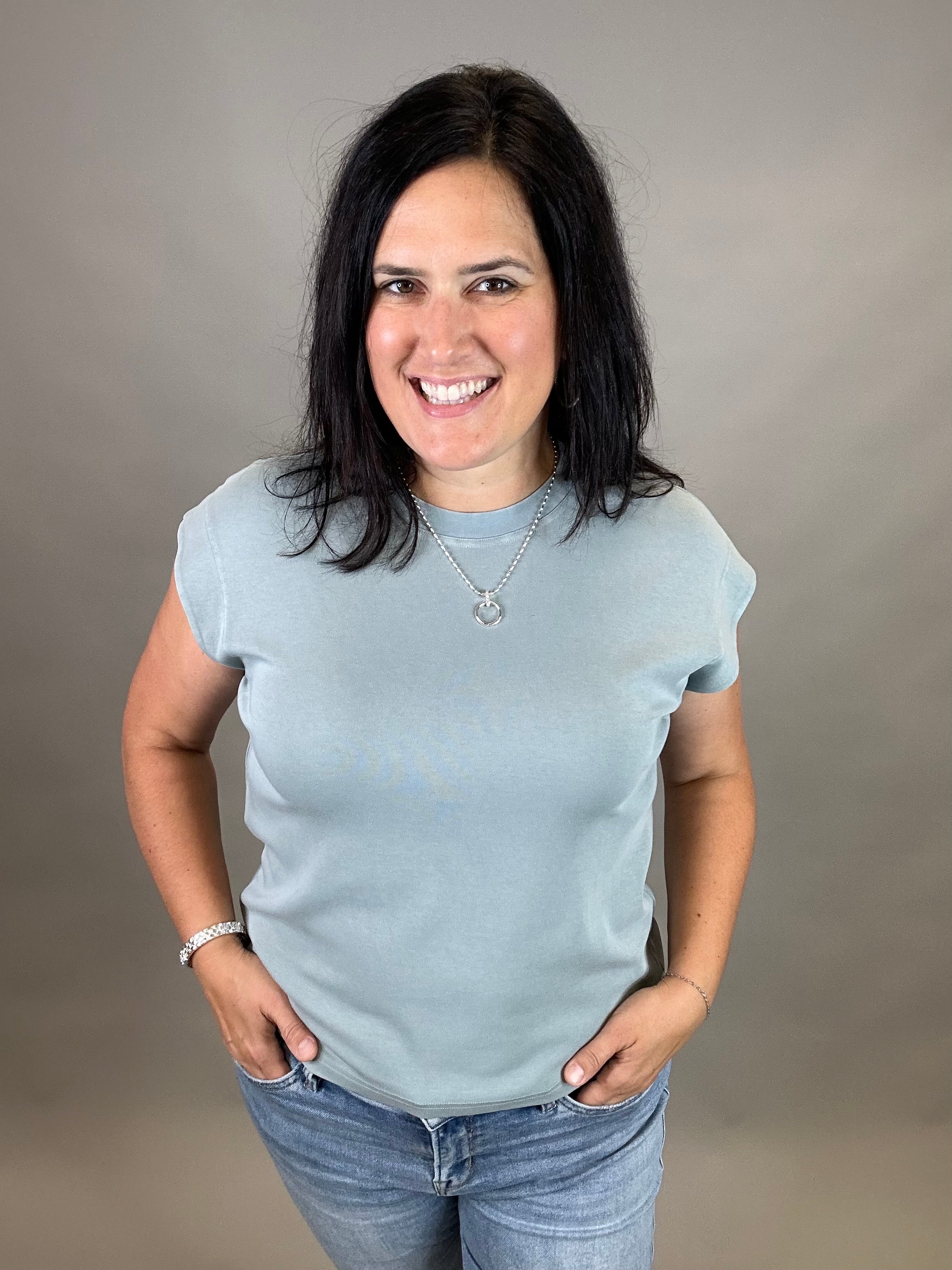 Dusty Blue Bella Tee Top - Tee THREAD & SUPPLY