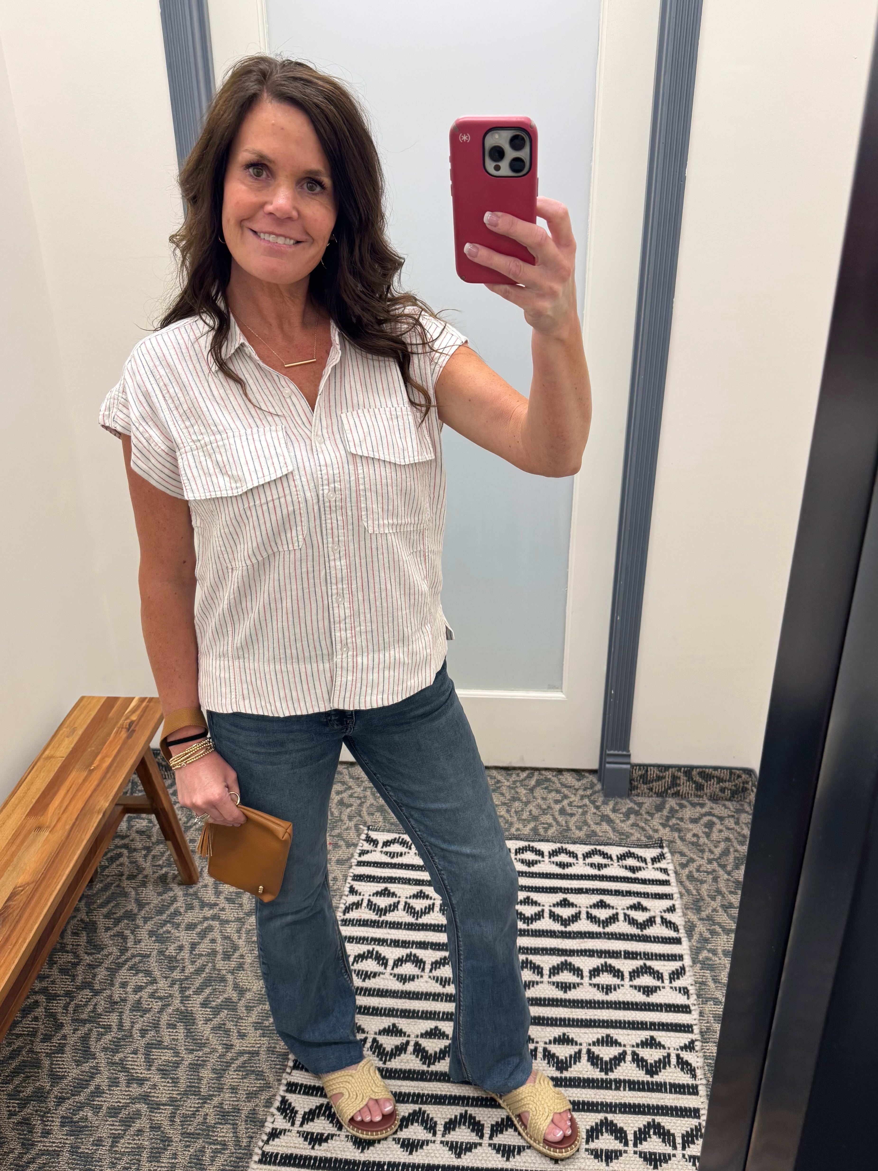 Red Navy Lydia Shirt Tops - Button Ups THREAD & SUPPLY