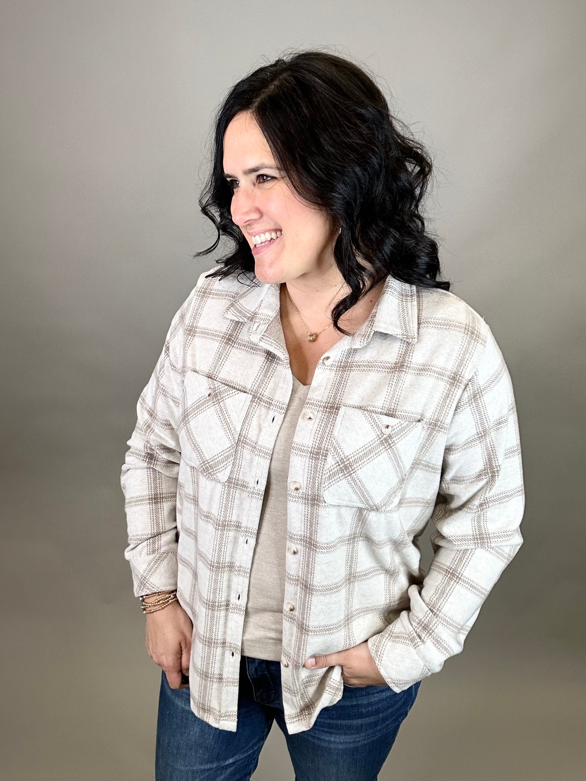 Light Tan & Brown Plaid Markus Button Up Tops - Button Ups PANACHE