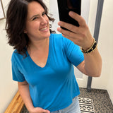 Blue Jay Pima Cotton V-Neck Tee Top - Tee MONO B