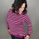 Plum Striped Lightweight Sweater