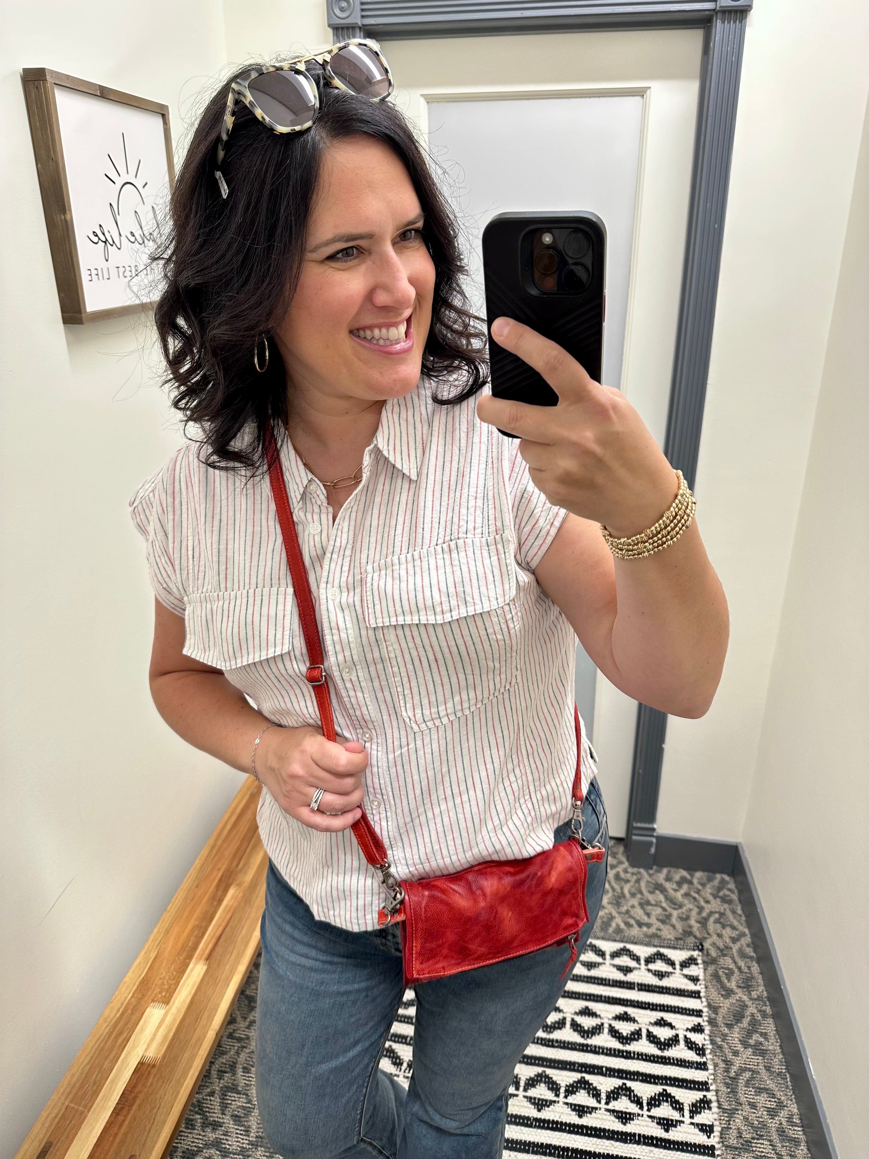 Red Navy Lydia Shirt Tops - Button Ups THREAD & SUPPLY