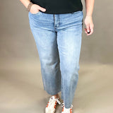 Ball Blue Raw Hem Wide Leg Jeans Bottom- Pants MICA DENIM