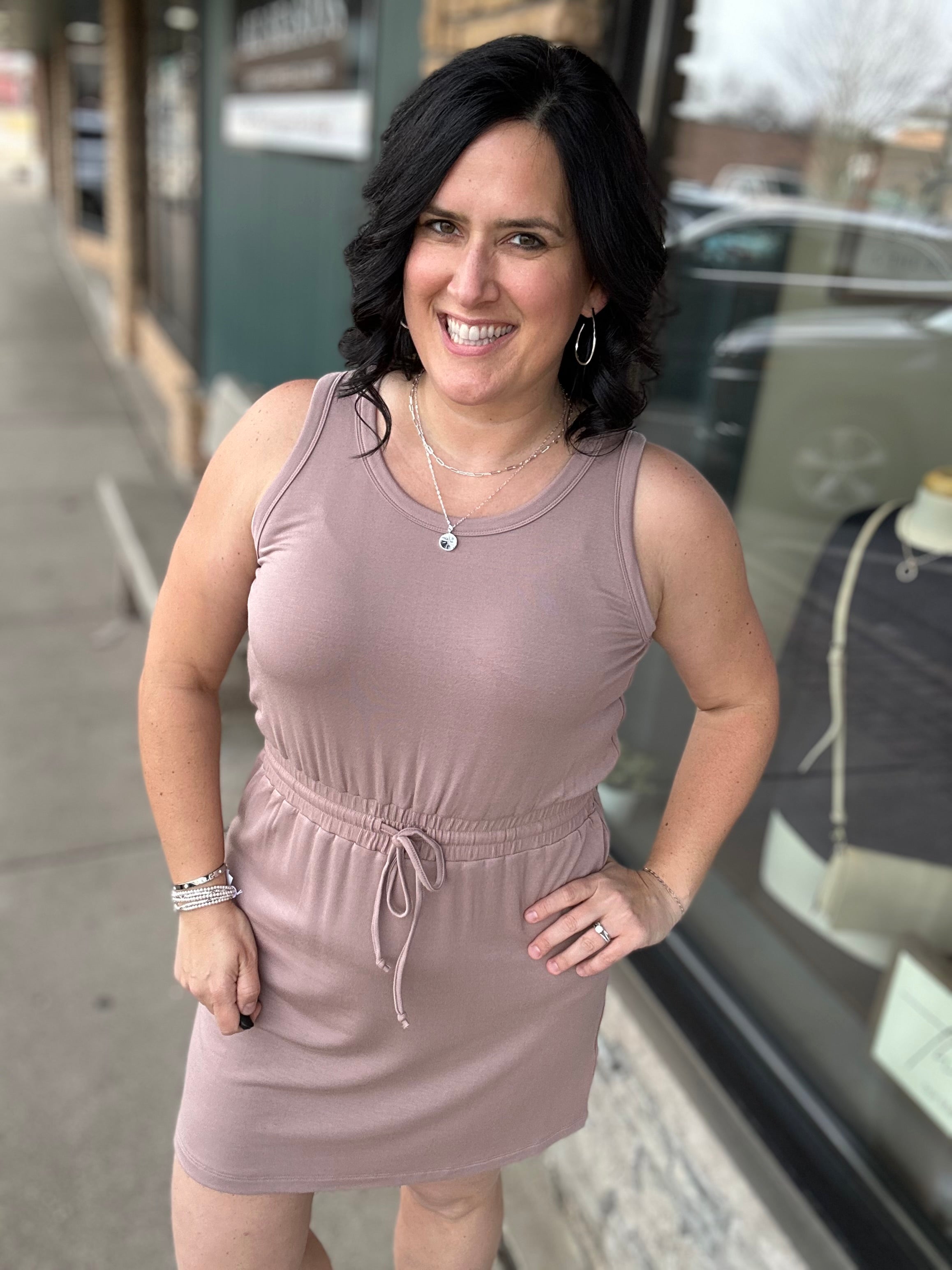 Mocha Elastic Waist Tank Dress Dresses STACCATO
