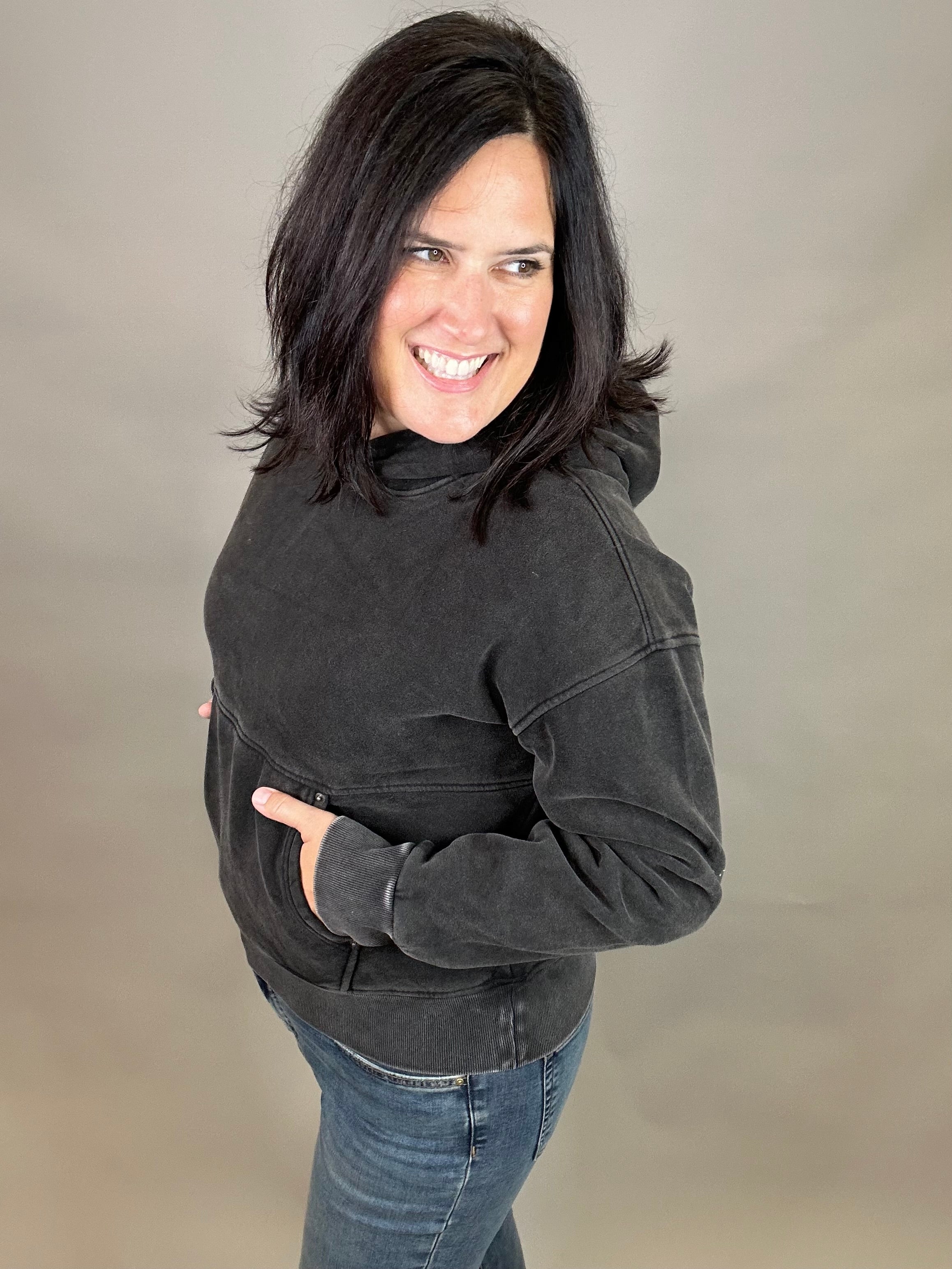 Black Cori Hoodie Top- Sweatshirts THREAD & SUPPLY