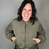 Olive Quilted Bomber Jacket