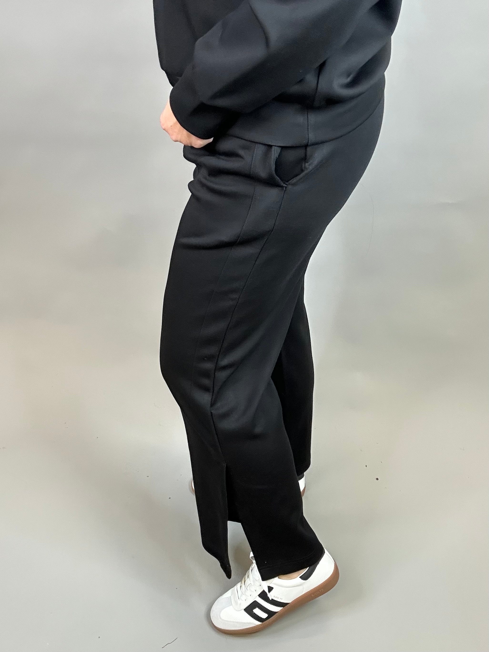 Black Tru Side Wide Leg Pant Bottoms - Pants P.CILL