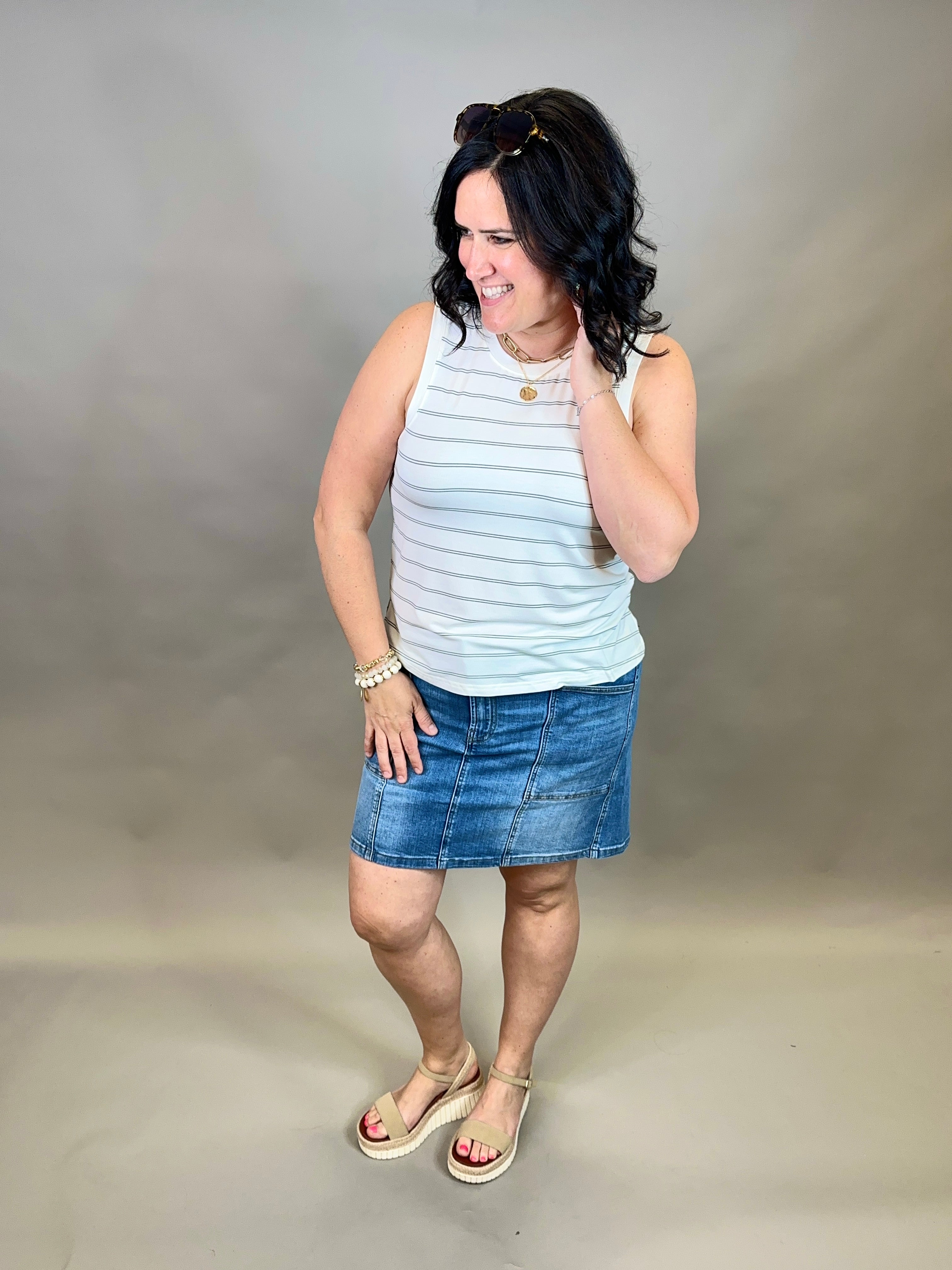Desert Green Stripe Mary Tank Tops- Tanks THREAD & SUPPLY