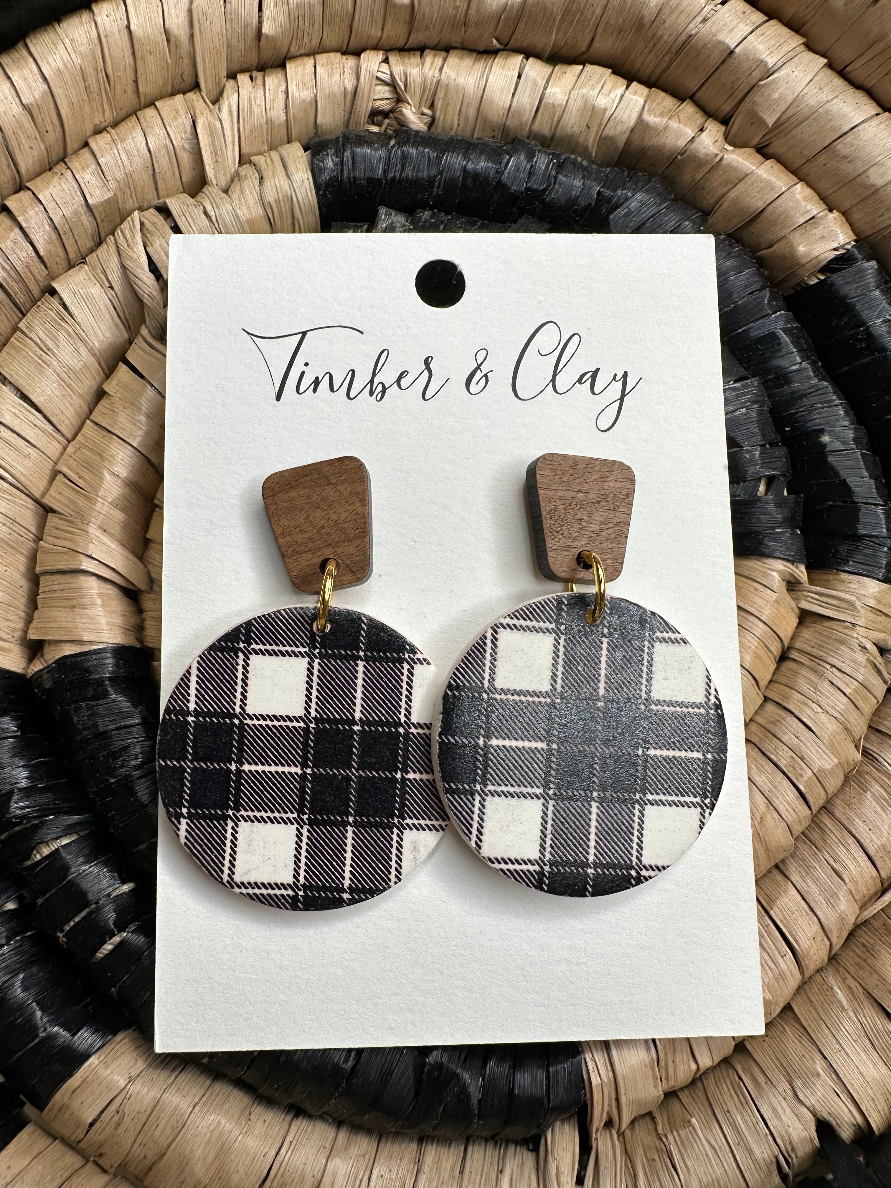 Dark Chocolate Plaid Earrings Jewelry - Earrings Timber & Clay