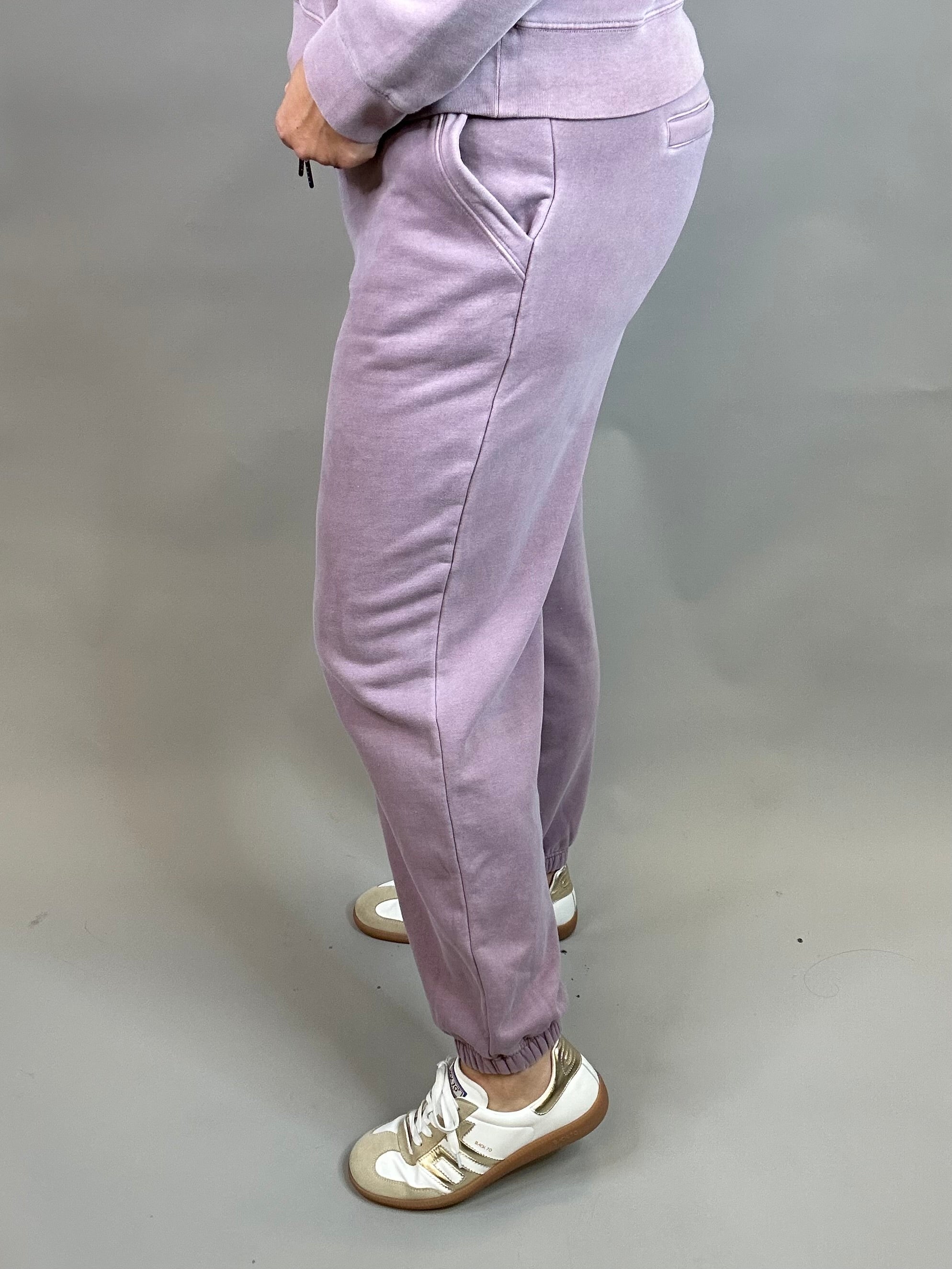 Dusty Lavender Serenity Fleece Joggers Bottoms- Joggers THREAD & SUPPLY
