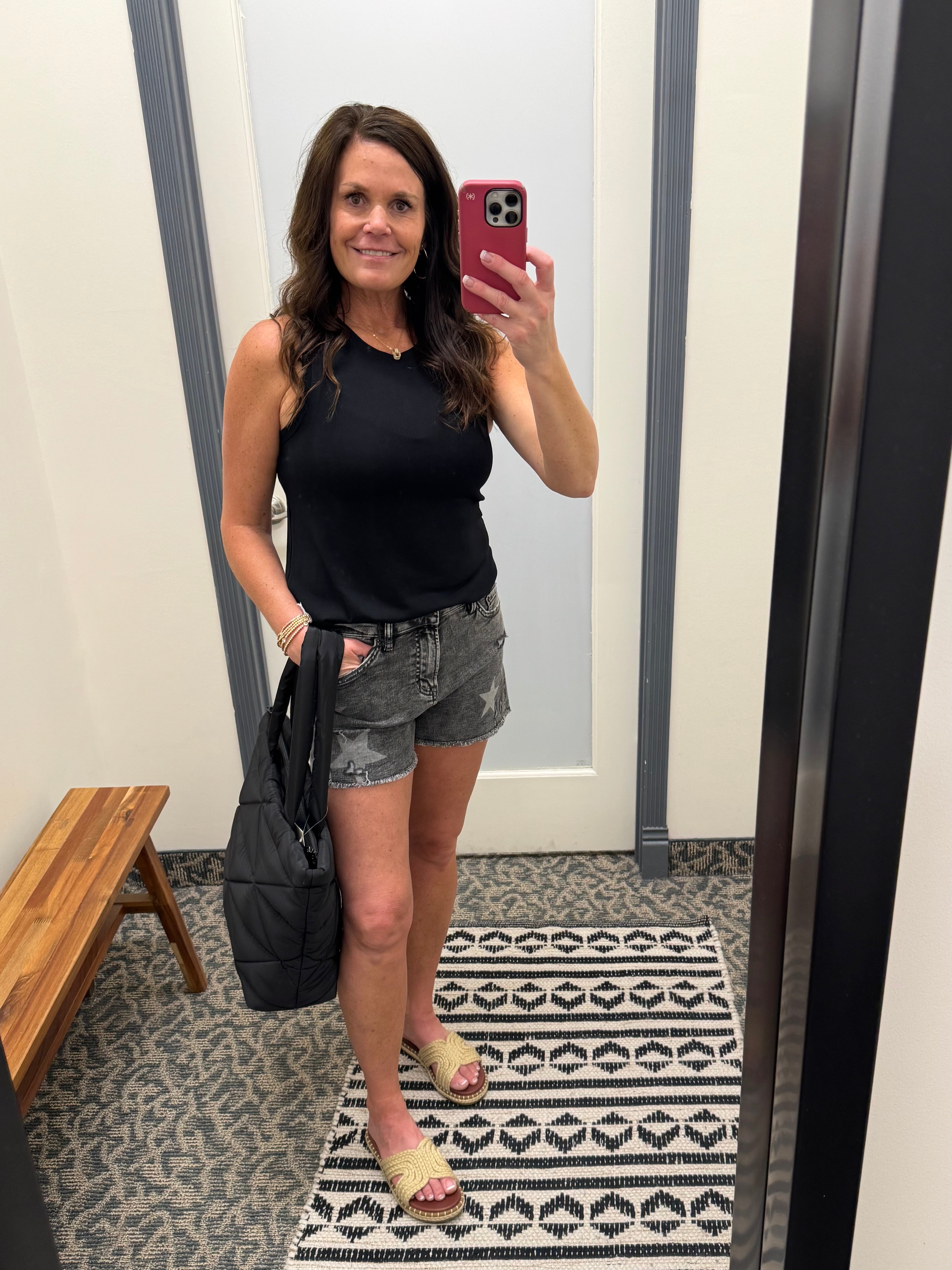 Black Denim Star Distressed Mica Shorts Bottoms - Shorts MICA DENIM