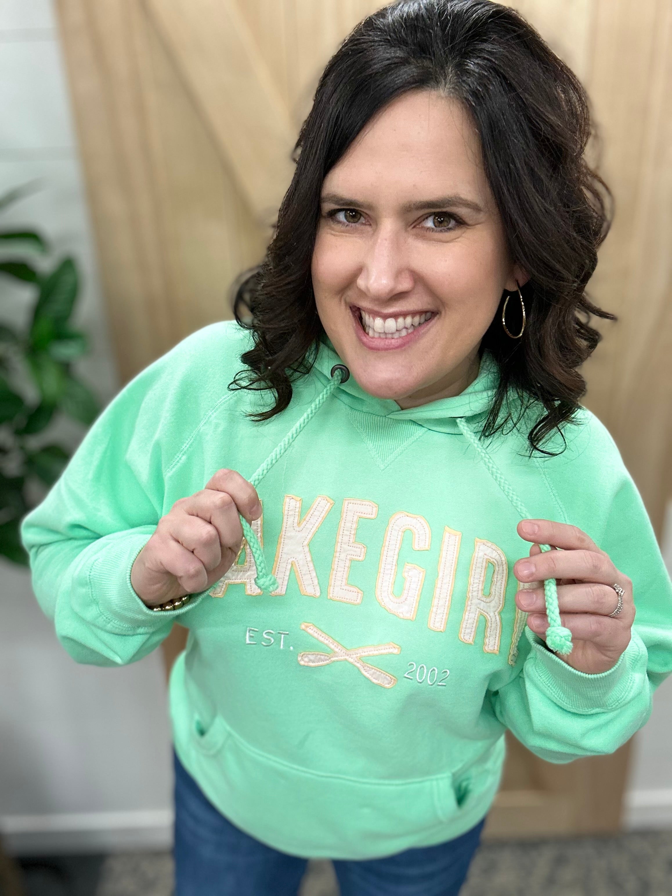 Mint Sanded Hooded Sweatshirt Top - Sweatshirt LAKEGIRL