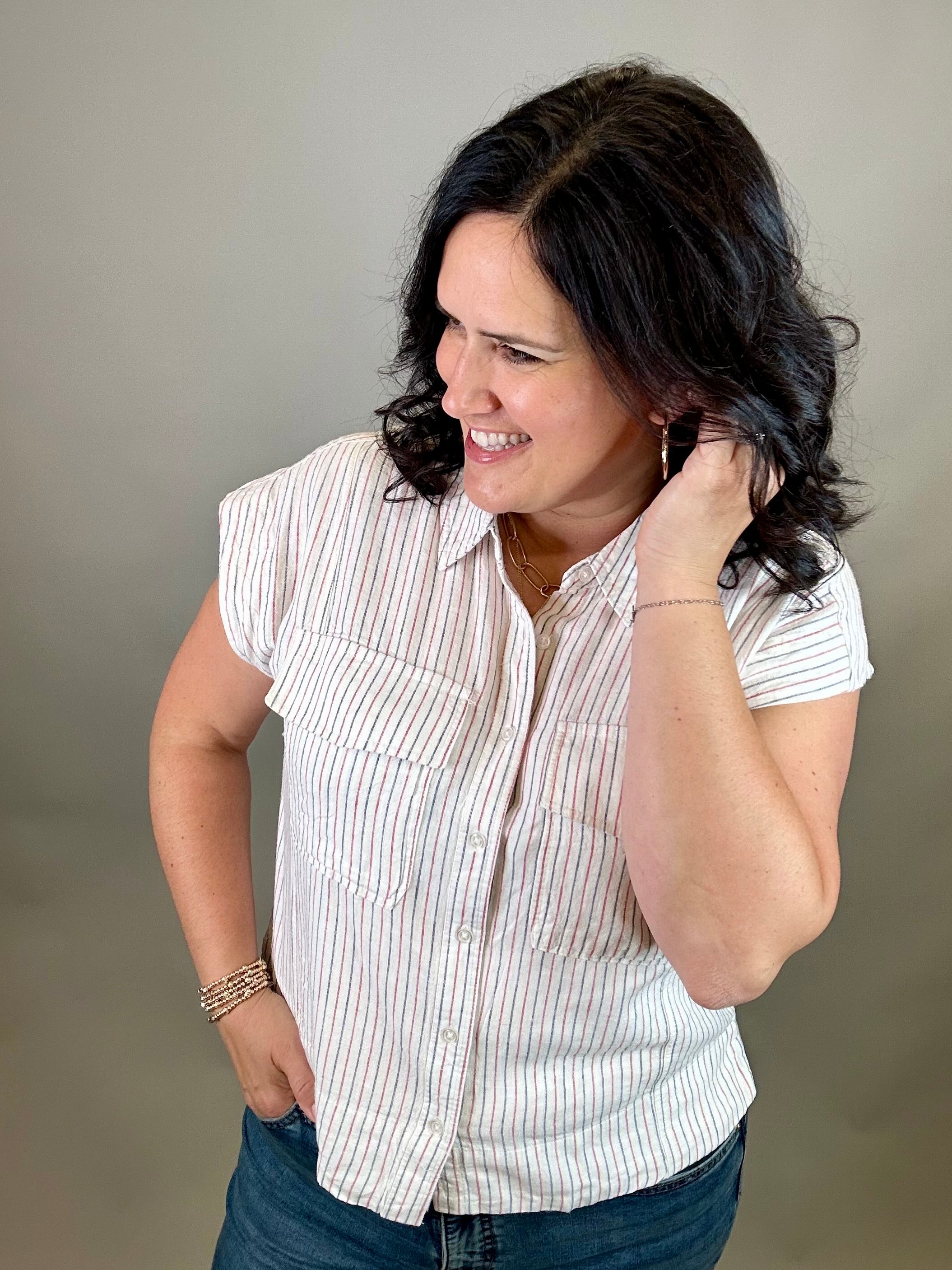 Red Navy Lydia Shirt Tops - Button Ups THREAD & SUPPLY