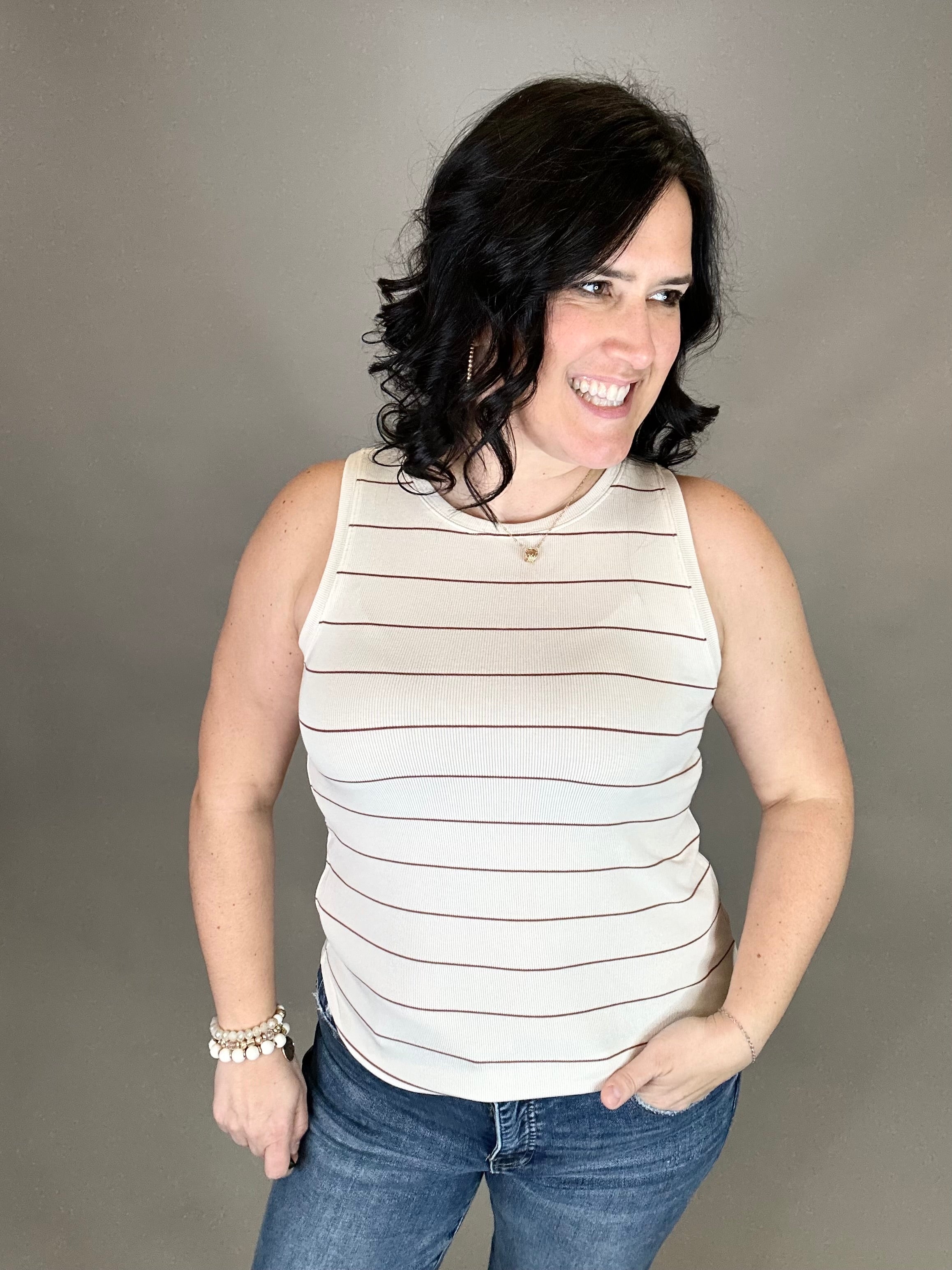 Ivory Tawny Sinclair Tank Tops- Tanks THREAD & SUPPLY