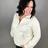 Cream Quilted Half Zip Sweatshirt