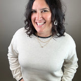 Heather Oatmeal Carmine Top