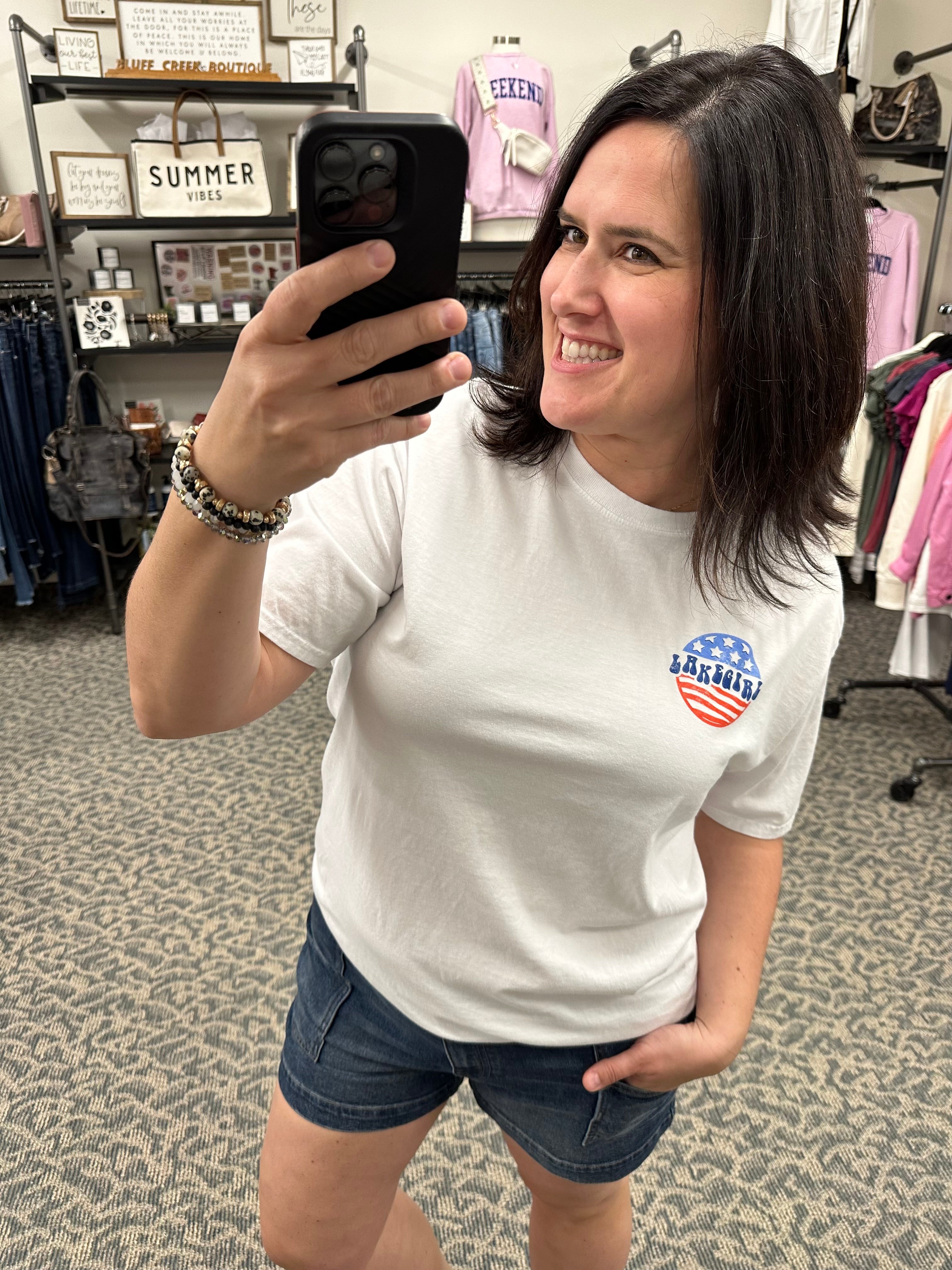 America Lake Girl Flag Top - Tee LAKEGIRL