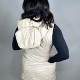 Camel Long Quilted Vest Outerwear - Vest Anorak