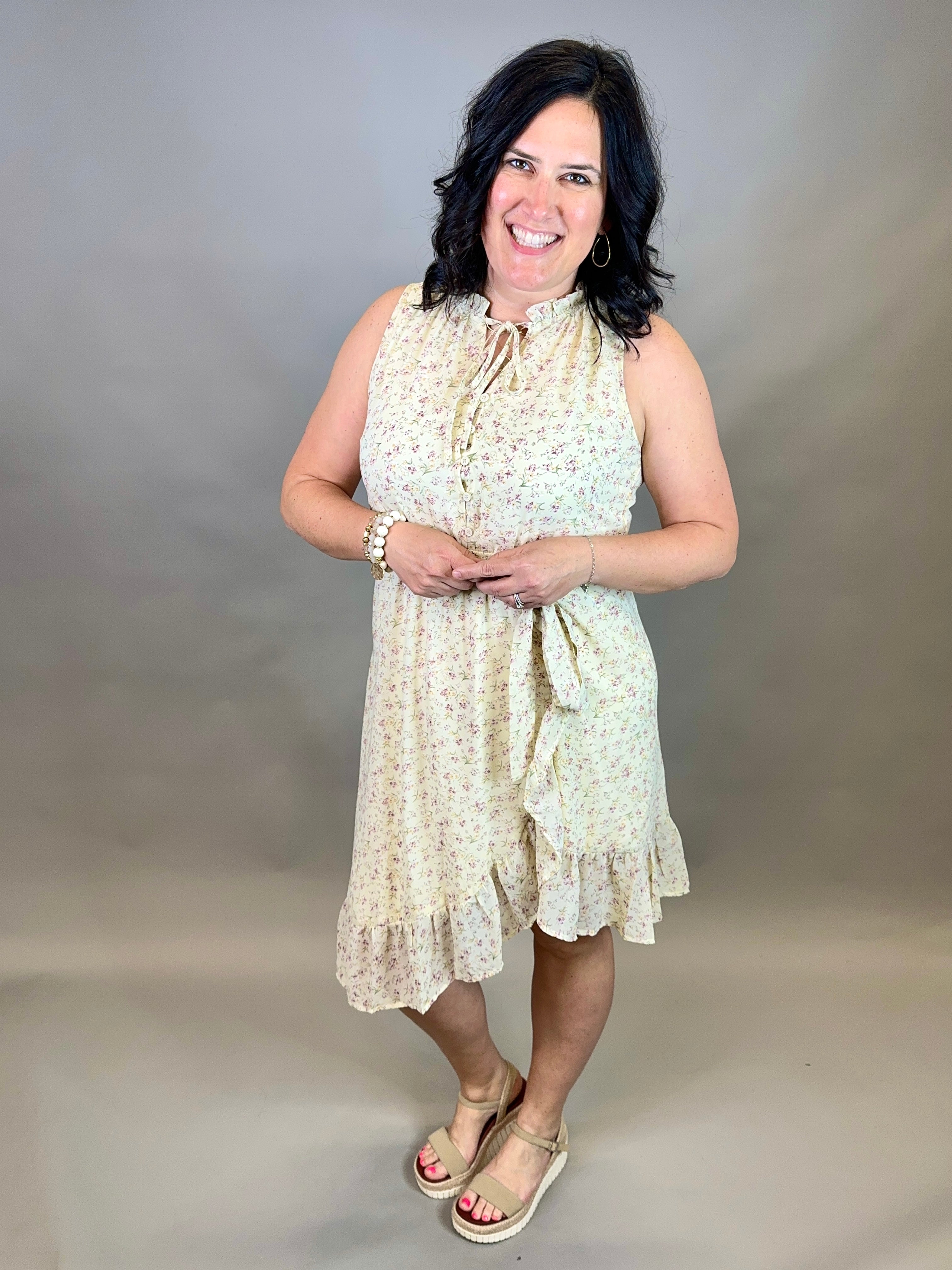 Floral Sleeveless Ruffle Hem Dress Dresses DOE & RAE