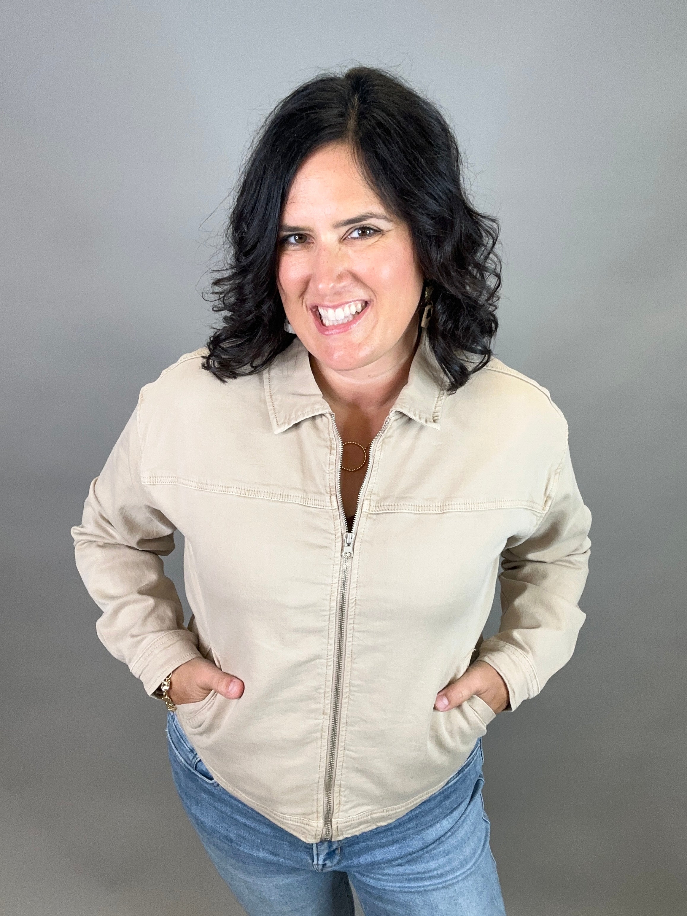 Washed Taupe Sophia Jacket Outerwear- Jackets THREAD & SUPPLY