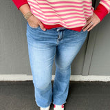 Yale Blue High Rise Flare Bottoms - Pants MICA DENIM