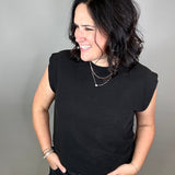 Black Cloudy Knit Muscle Tee