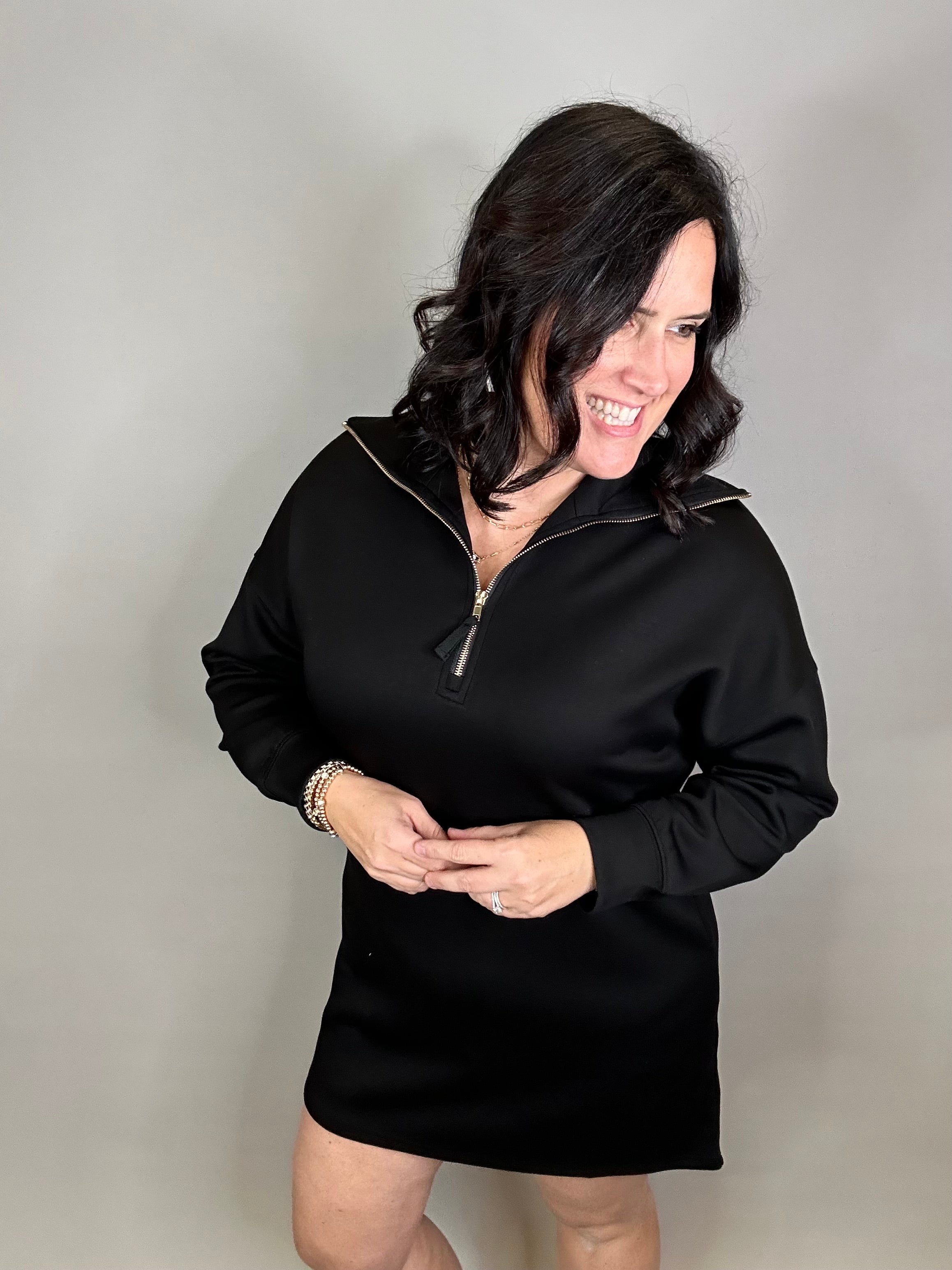 Black Modal Long Sleeve Dress Dresses P.CILL