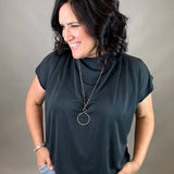 Midnight Draped Shoulder Top Tops- Blouses DOE & RAE
