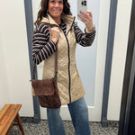 Camel Long Quilted Vest Outerwear - Vest Anorak