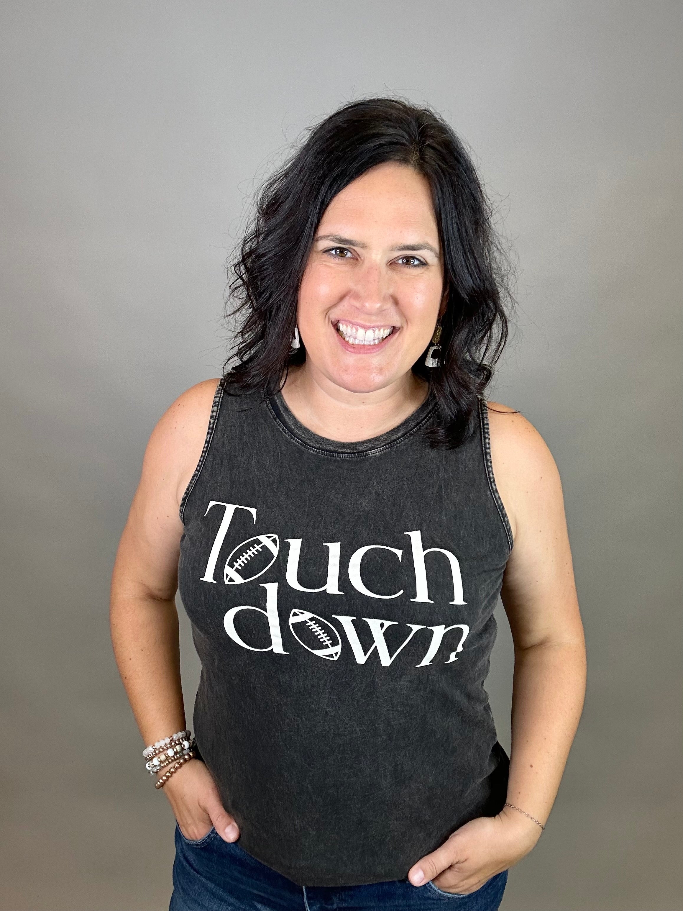 Mineral Black Touchdown Tank Top Tops- Tanks HRT and LUV
