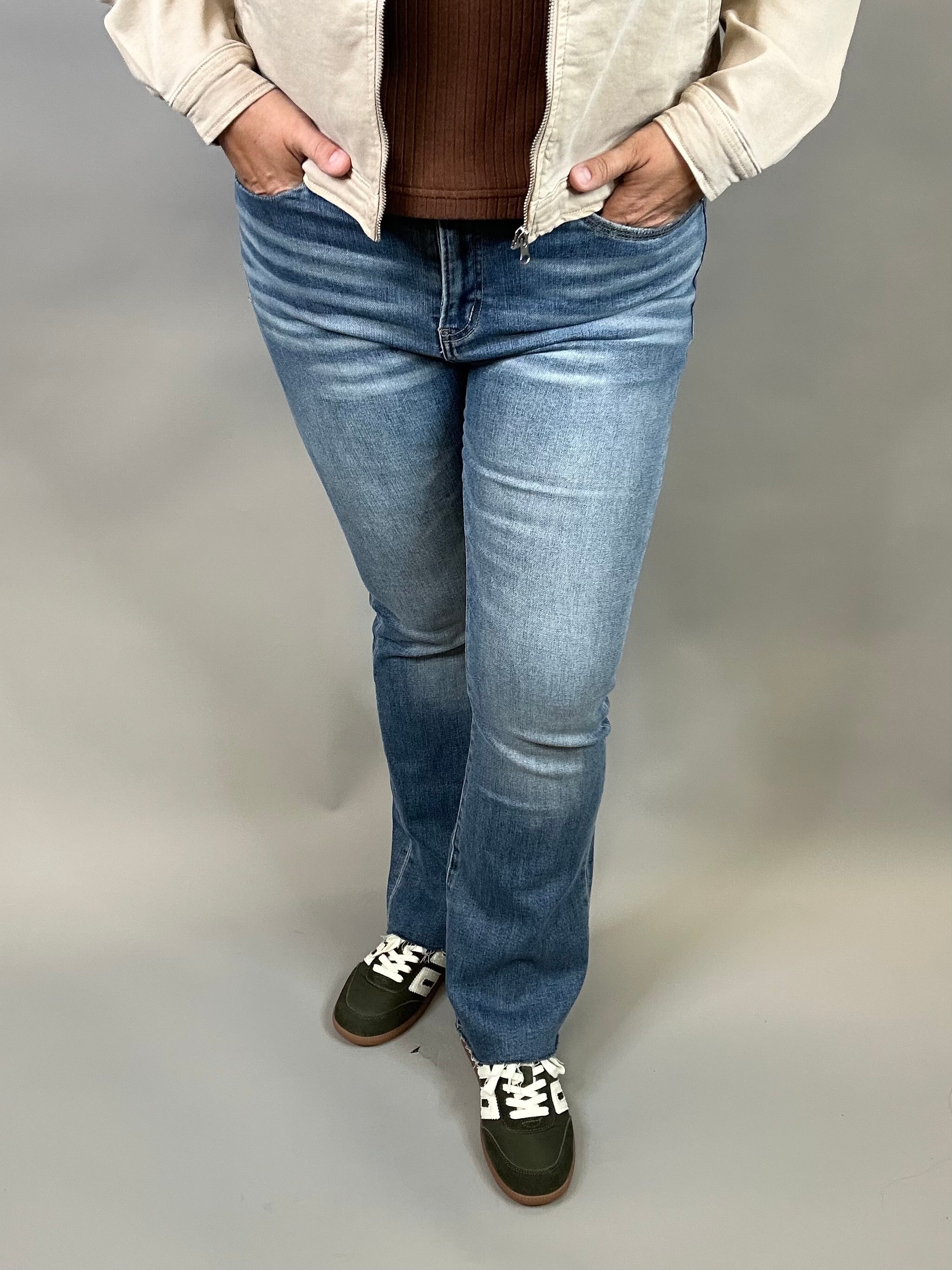 High Rise Boot Cut Smalt Blue Bottoms - Pants MICA DENIM