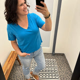 Blue Jay Pima Cotton V-Neck Tee Top - Tee MONO B