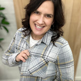 Gray, Charcoal & Yellow Plaid Markus Button Up Tops - Button Ups PANACHE